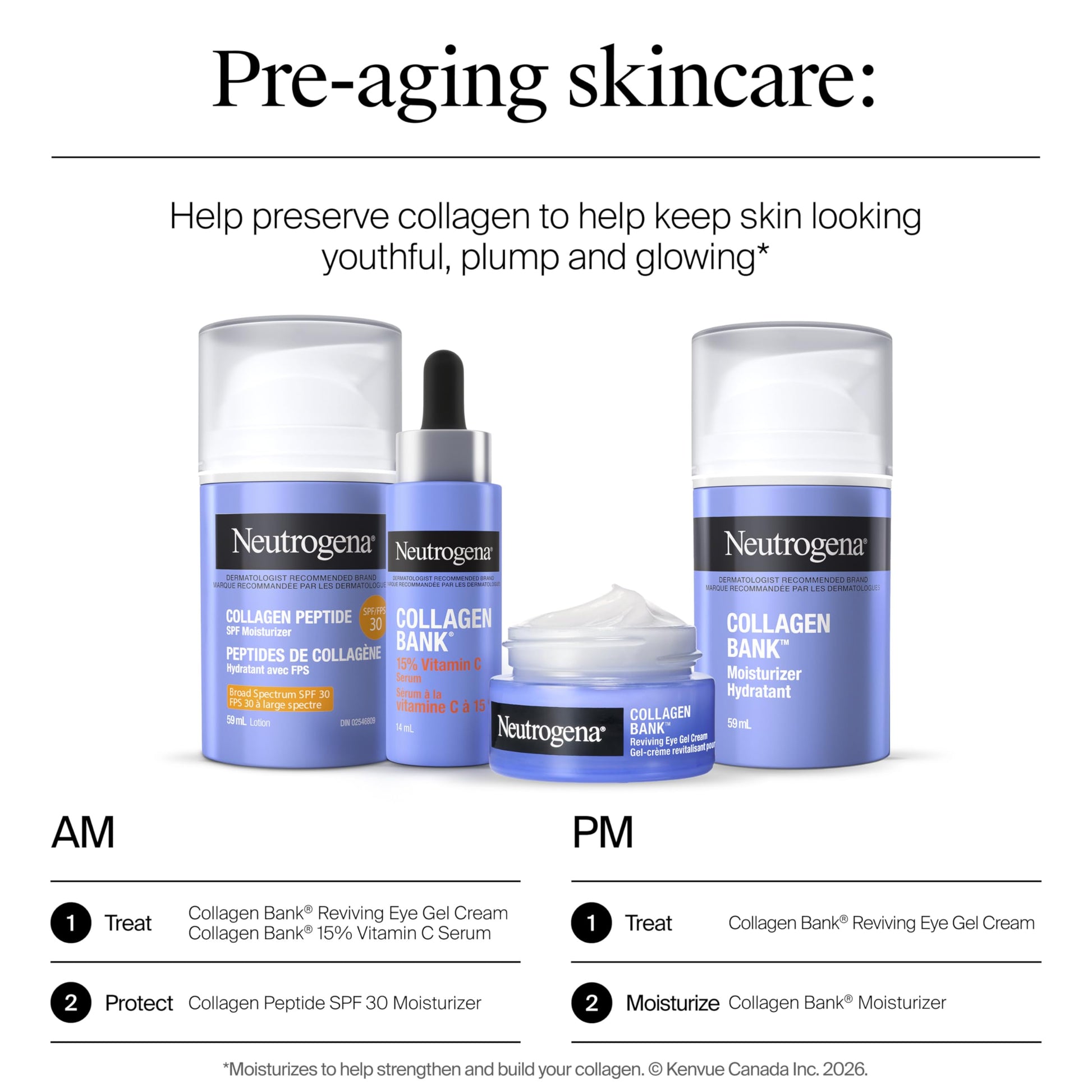 Neutrogena Collagen Bank Vitamin C Face Serum, Potent Vitamin C Serum Helps Preserve Collagen for Glowing, Plumper Looking Skin, Uneven Skin Tone Treatment, Fragrance Free, 14 mL