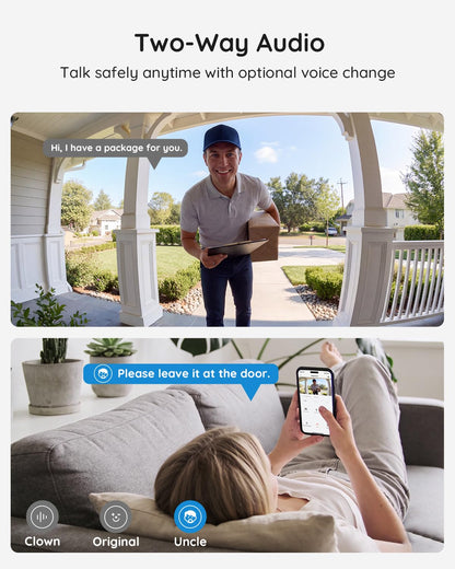 BOIFUN Video Doorbell Camera Wireless – No Subscription Required, 2K HD, 166° Wide View, HDR Night Vision, Motion Alerts, Two-Way Audio & Package Watch with Chime, Battery Powered, 2.4 GHz Wi-Fi Only - Available at All In One Marketplace Canada