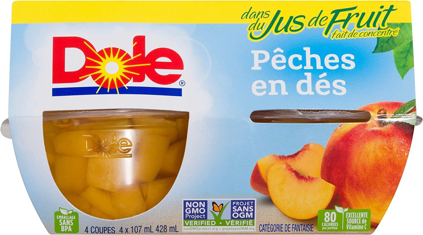 Dole Fruit Bowls Diced Peaches In Fruit Juice, Healthy School Snacks, 107ml, 24 Cups 🍁 All In One Marketplace Canada
