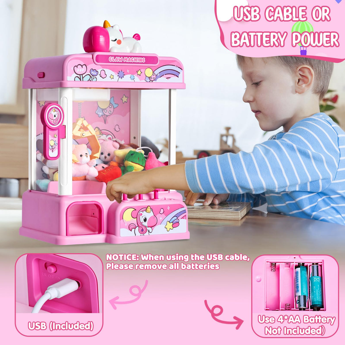 CWLAKON Claw Machine for Kids with Sound & 20 Mini Toys, Unicorns Toys for Girls, Arcade Games Mini Vending Machine, Candy Grabber Prize Dispenser, Christmas Birthday Gifts, Pink 🍁 All In One Marketplace Canada