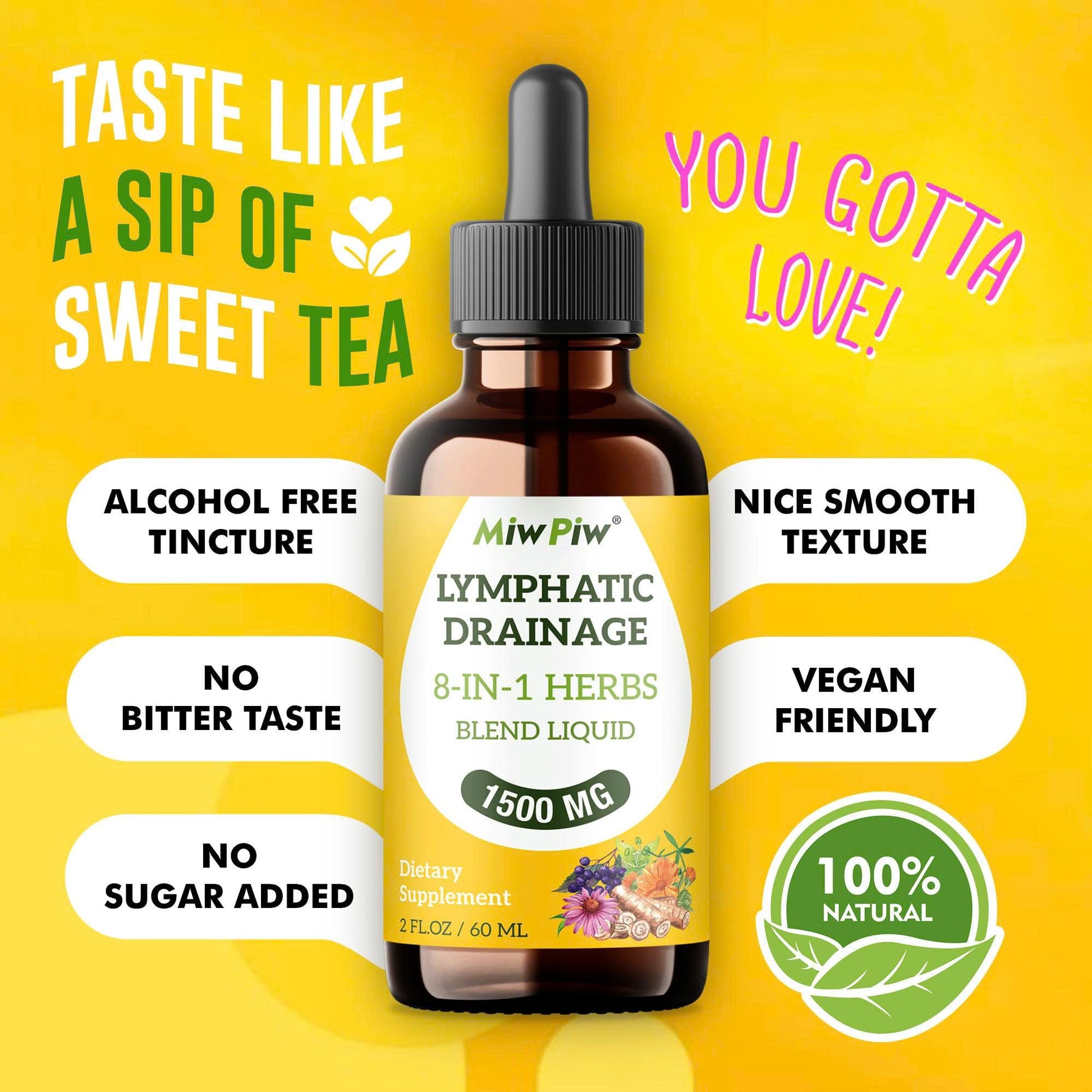 Lymphatic Drainage Drops with Echinacea, Burdock, Cleaver Herb – Sugar Free, Gluten Free, Herbal Tea Flavour Alternatives, 2 Fl Oz - Available at All In One Marketplace Canada