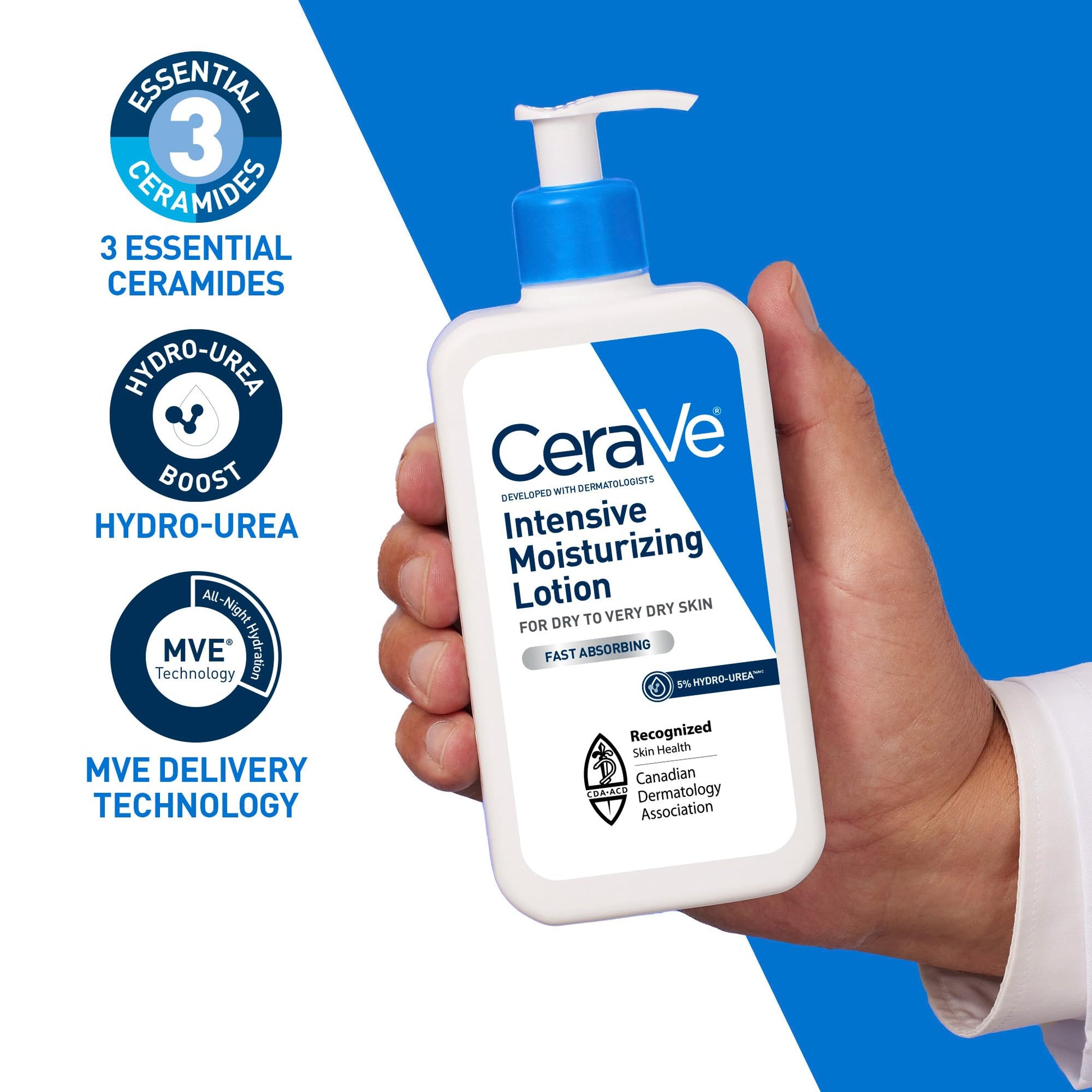 CeraVe Intensive Moisturizing Lotion with 5% Hydro-Urea & Shea Butter, for Dry to Very Dry Skin, Hydrates Itchy Skin due to Dryness. Fragrance-Free, Developed with Dermatologist, 473mL - Available at All In One Marketplace Canada