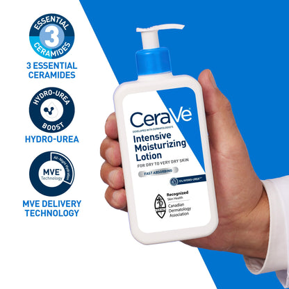 CeraVe Intensive Moisturizing Lotion with 5% Hydro-Urea & Shea Butter, for Dry to Very Dry Skin, Hydrates Itchy Skin due to Dryness. Fragrance-Free, Developed with Dermatologist, 473mL - Available at All In One Marketplace Canada