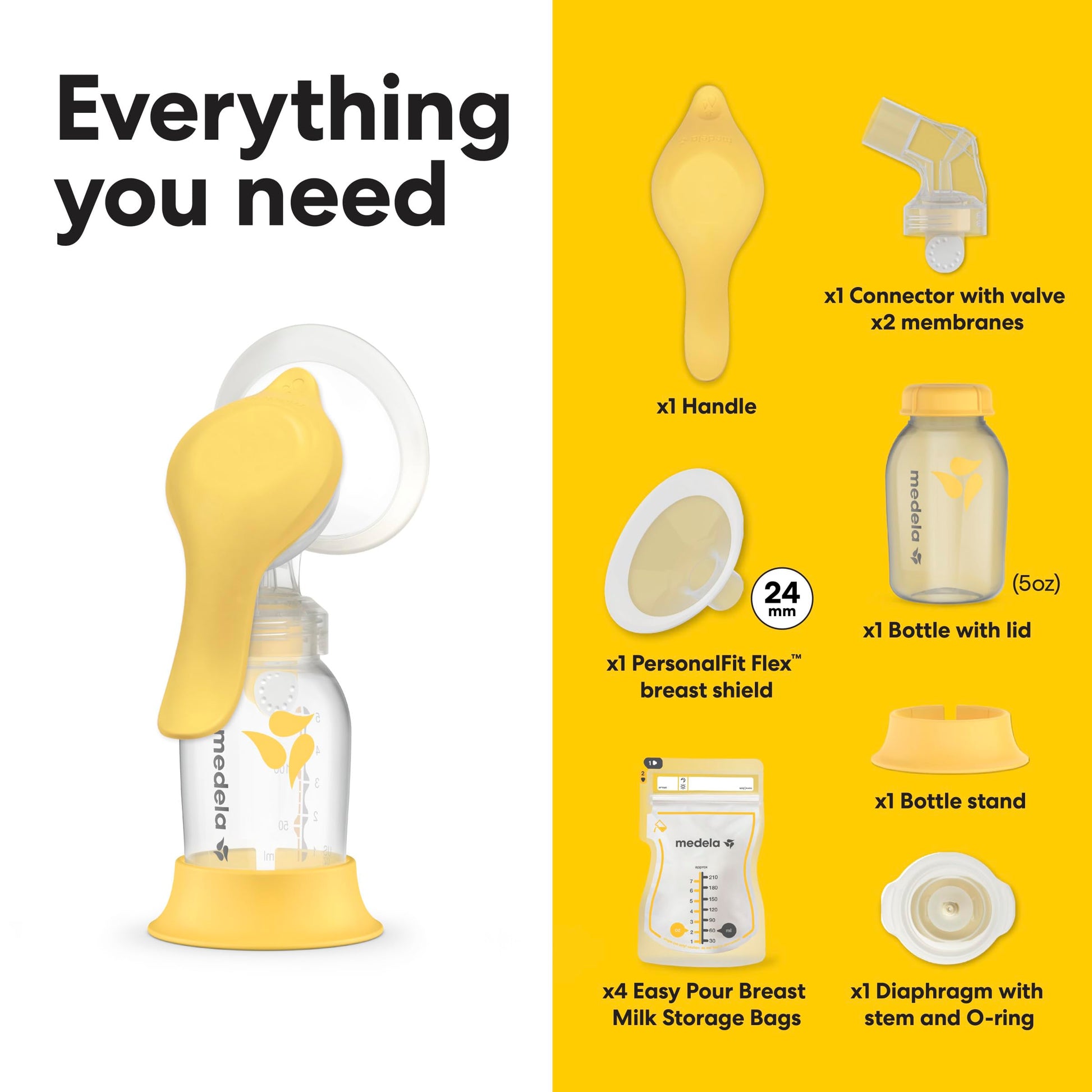 Medela Manual breast pump with Flex Shields Harmony Single Hand for More Comfort and Expressing More Milk