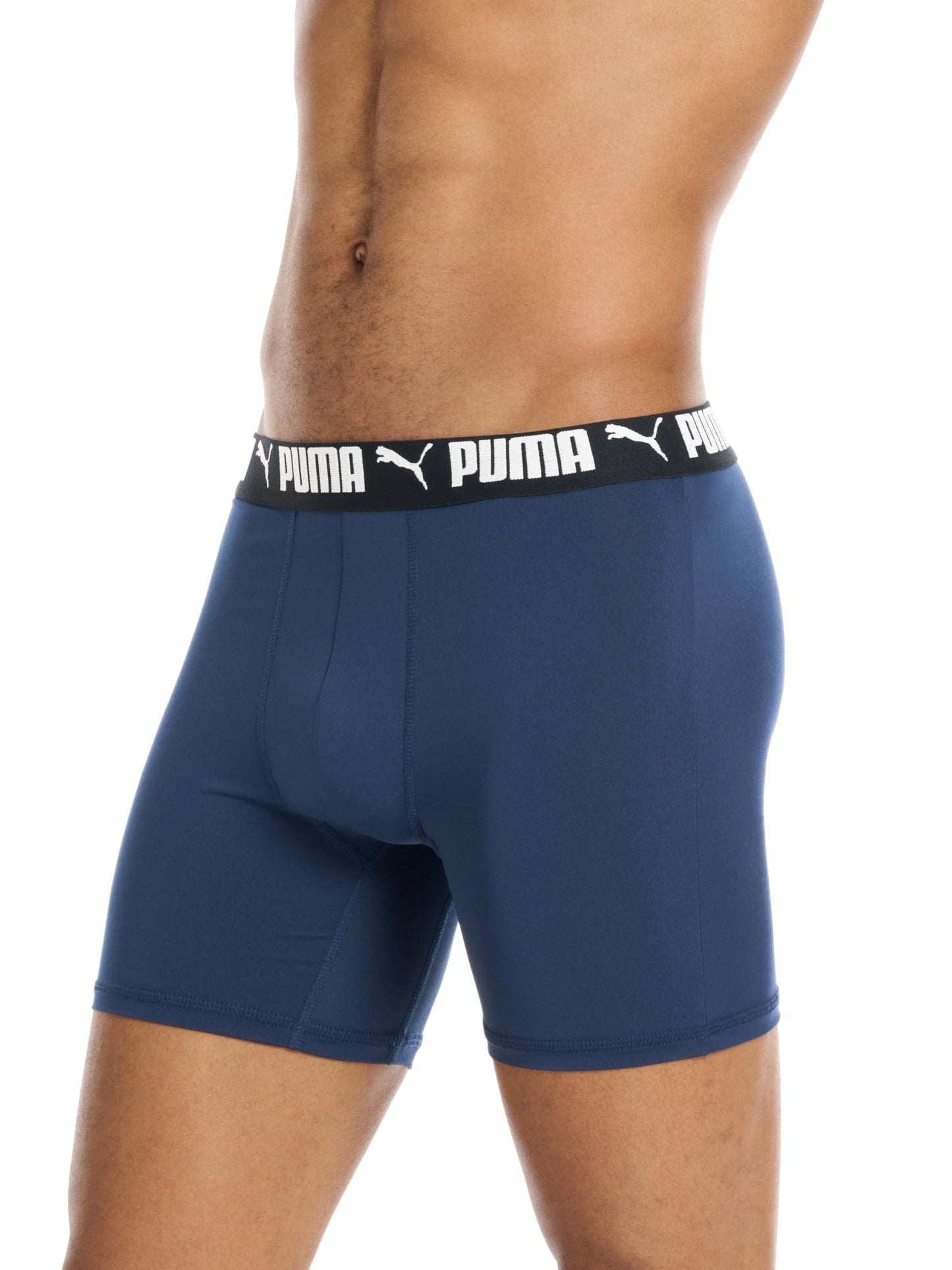 Puma Men's 4 Pack Active Stretch Boxer Briefs, Blue/Black/Gray, X-Large
