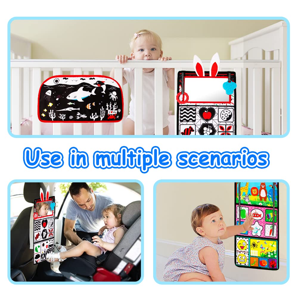 Inbeby Tummy Time Mirror Toy & Play Activity Cinrkle Mat, Black and White High Contrast Baby Newbron Toys 0 3 6 Months Brain Development, Snesory Texture Piano Infant Toys 0 3 6 Months with Squeaker - Available at All In One Marketplace Canada