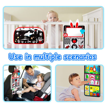 Inbeby Tummy Time Mirror Toy & Play Activity Cinrkle Mat, Black and White High Contrast Baby Newbron Toys 0 3 6 Months Brain Development, Snesory Texture Piano Infant Toys 0 3 6 Months with Squeaker - Available at All In One Marketplace Canada