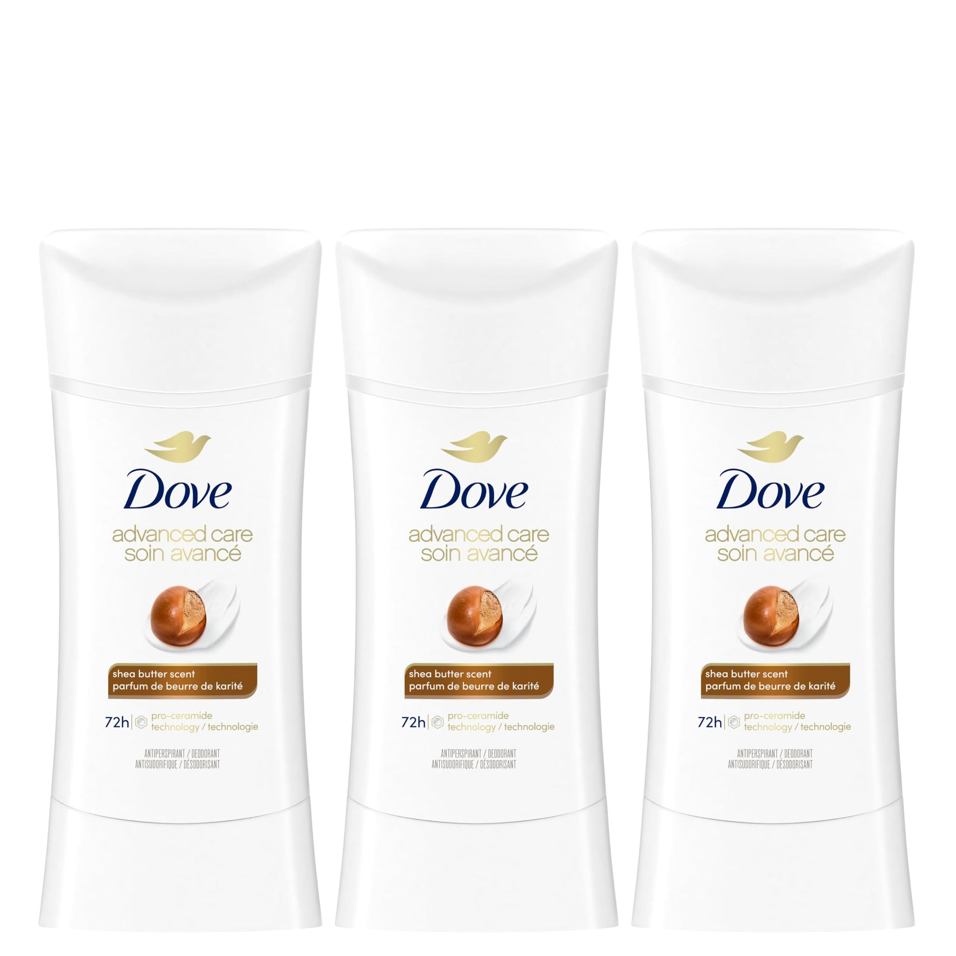 Dove Advanced Care Antiperspirant Stick for women Shea Butter for 48-Hour Protection, Cruelty-Free Women's Antiperspirant, 74g (Pack of 3) - Available at All In One Marketplace Canada