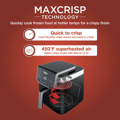 Ninja Air Fryer Pro XL 7-in-1, Max Crisp Tech, 450F for Hotter, Crispy Results, 6.5 QT Capacity, Max Crisp, Broil, Air Fry, Roast, Bake, Reheat, Dehydrate, Space Saving, AF182AMZC (Canadian Version) Ninja