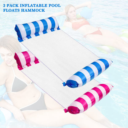 FUNNYTA 2 Pack Water Hammock, 4-in-1 Multi-Portable Water Pool Float Hammock (Saddle, Lounge Chair, Hammock and Drifter) for Adults, Suitable for Travel, Family and Recreation