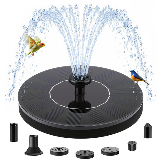FYDGTPI Solar Fountain, Floating Solar Water Pump with 6 Nozzles & 4 Fixed Pipes, Solar Fountain for Bird Bath, Garden, Pond, Pool
