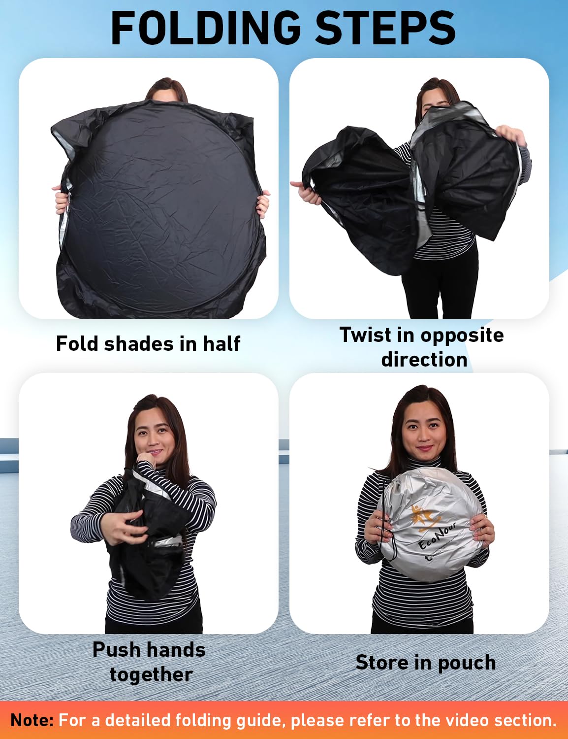 EcoNour Tesla Windshield Sunshade | 240T Polyester Shield for Model 3/Y | Superior UV & Heat Protection