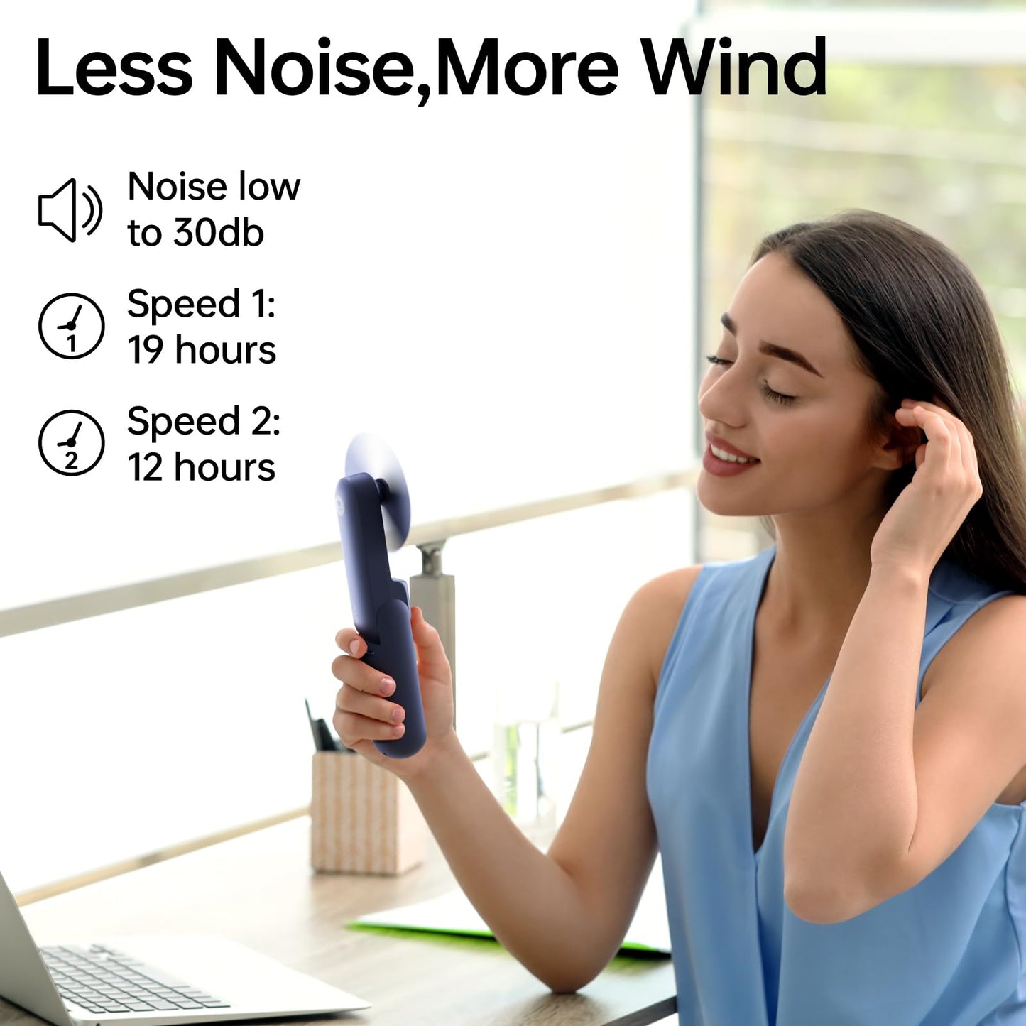 JISULIFE Portable Handheld Fan, Mini 3 In 1 with Rechargeable Battery, Personal Pocket Fan for Travel, Outdoor, USB Power Bank, Flashlight, Essential Ideal Gifts for Summer/Concert/Vacation - Blue - Available at All In One Marketplace Canada