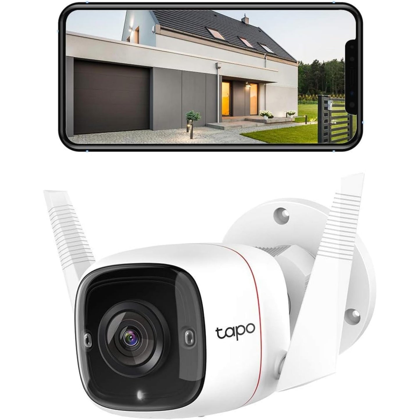 TP-Link Tapo 2K HD Security Camera Outdoor Wired, Built-in Siren, Night Vision, IP66 Weatherproof, Motion/Person Detection, Works w/Alexa & Google Home, Cloud/SD Card Storage, 2-Way Audio,White