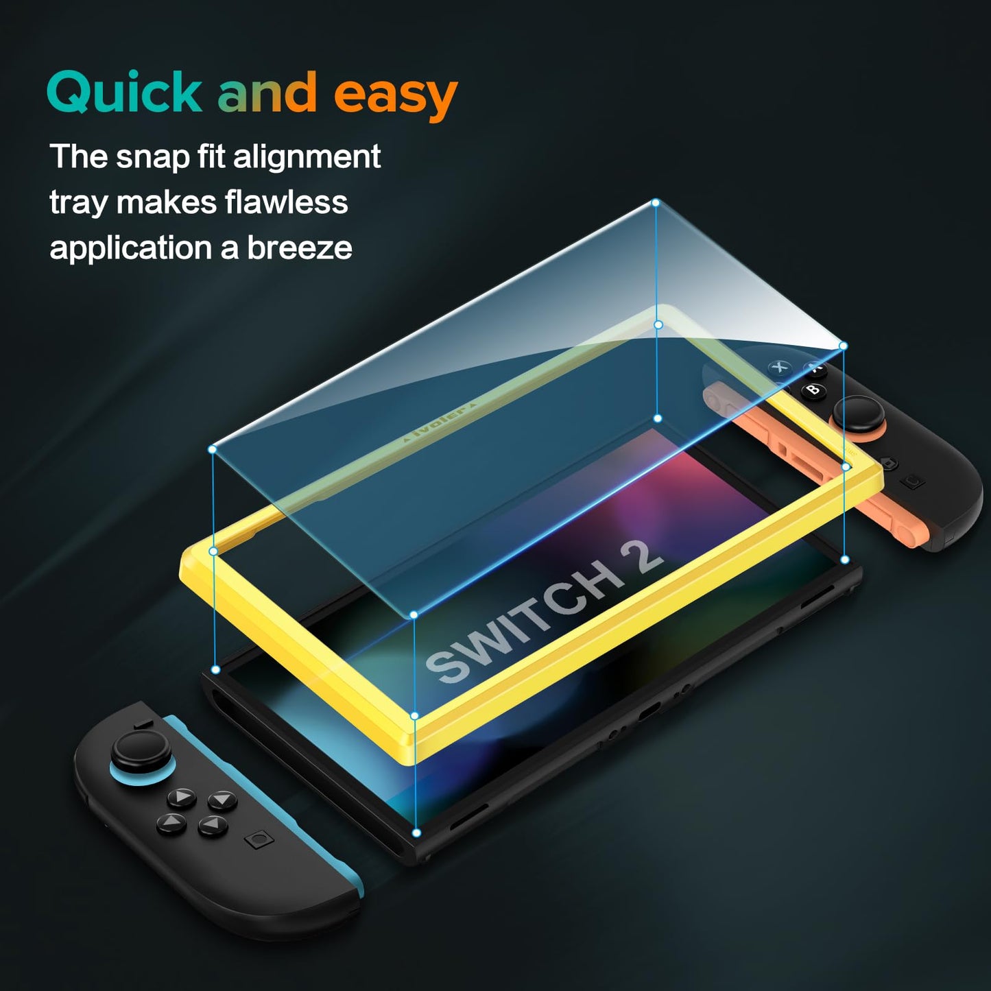 ivoler 4-Pack Screen Protector Tempered Glass for Nintendo Switch 2 Model 2025 with [Alignment Frame] Accessories Transparent HD Clear Anti-Scratch Screen Protector for Nintendo Switch 2, 7.9-Inch