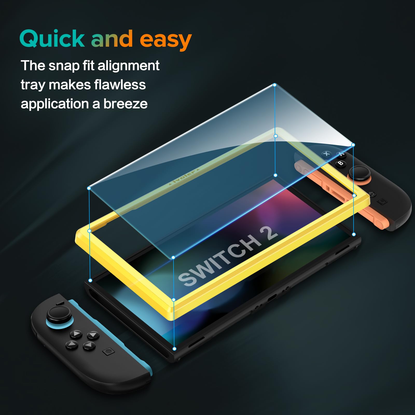 ivoler 4-Pack Screen Protector Tempered Glass for Nintendo Switch 2 Model 2025 with [Alignment Frame] Accessories Transparent HD Clear Anti-Scratch Screen Protector for Nintendo Switch 2, 7.9-Inch
