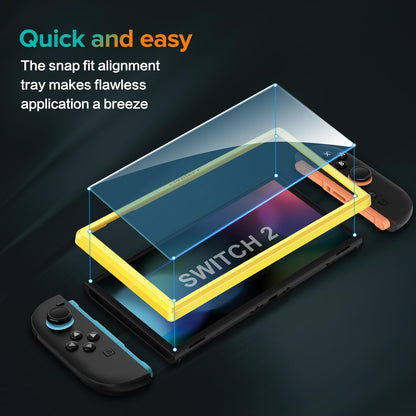 ivoler 4-Pack Screen Protector Tempered Glass for Nintendo Switch 2 Model 2025 with [Alignment Frame] Accessories Transparent HD Clear Anti-Scratch Screen Protector for Nintendo Switch 2, 7.9-Inch