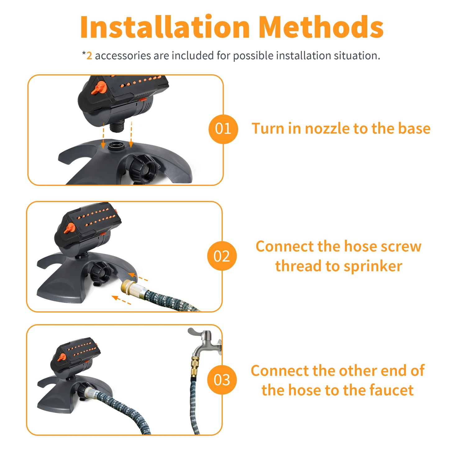 Diivoo Mini Turbo Oscillating Sprinkler, Garden Sprinkler with Large Base, Water Sprinkler for Yard, Adjustable Width, Range and Flow Rate, 16 Nozzles, Grey