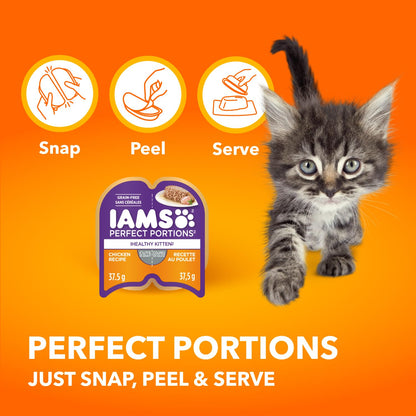 IAMS PERFECT PORTIONS Kitten Wet Cat Food, Chicken Flavour, 75g (24 pack)