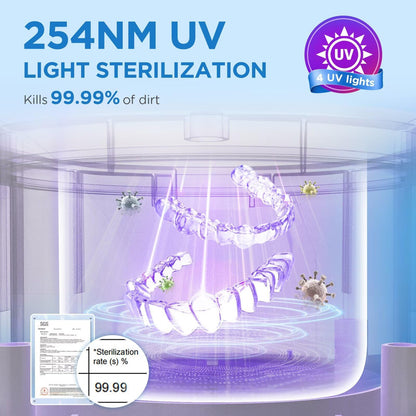 Dental Ultrasonic Retainer Cleaner Machine: 45kHz Dental Cleaning Pod with Digital Timer & 200ML, Cleaning for Dentures, Mouth Guards, Aligners, Night Guards, Braces, Toothbrush Heads & Jewelry - Available at All In One Marketplace Canada