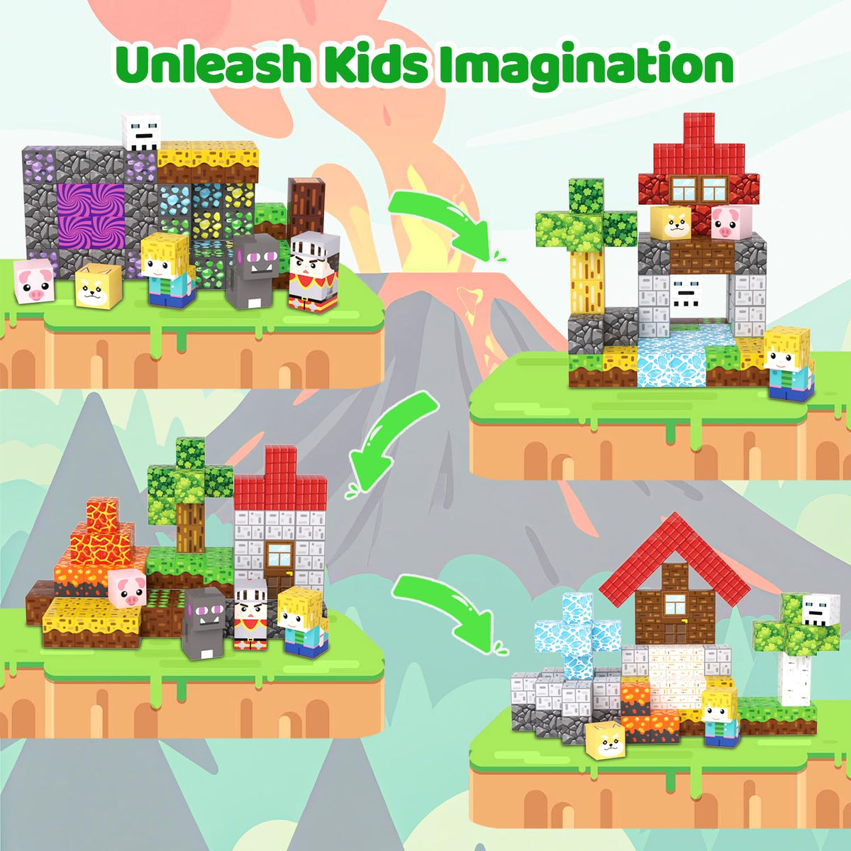SSAWER Magnetic Blocks, 150PCS Toys Building Blocks Cubes Gifts for Kids 🍁 All In One Marketplace Canada