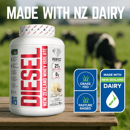 DIESEL 100% New Zealand Whey Isolate, Grass-Fed & Pasture Raised - French Vanilla 5lb