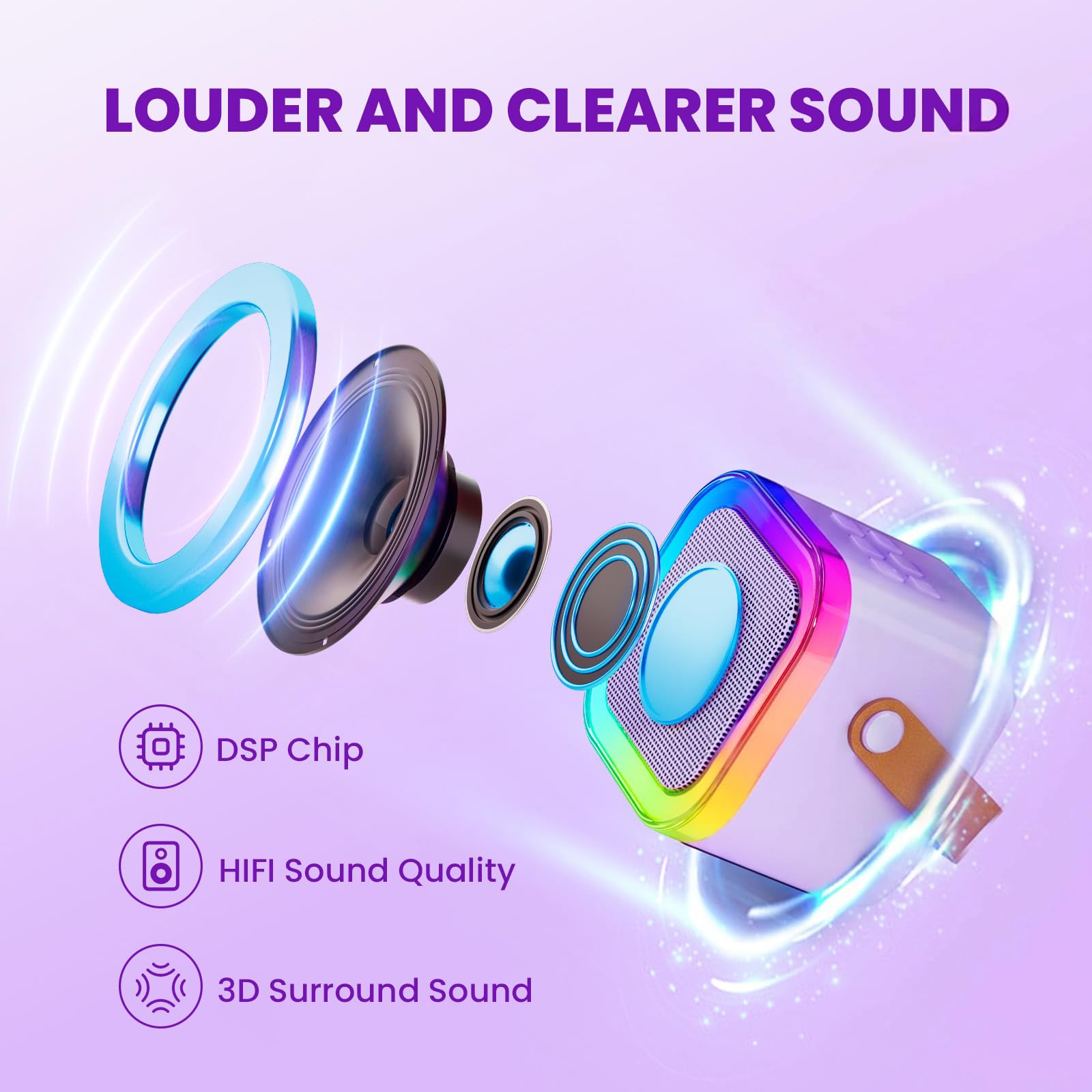 IROO Mini Karaoke Machine for Kids, 2026 TOP Kids Toys Birthday Gifts Ideas for Girls Boys Ages 3-12+ Years Old, Portable Bluetooth Speaker with 2 Wireless Mics, Noisemaker Toys for Party(Purple)