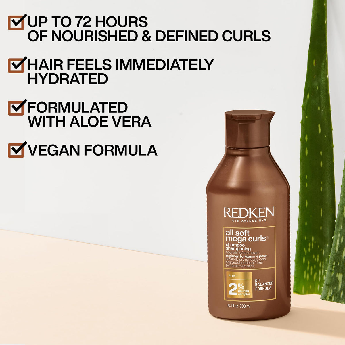 Shampooing Redken All Soft Mega Curls pour cheveux secs et bouclés, 300 mL