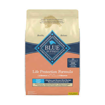 Blue Buffalo Life Protection Formula Chicken & Brown Rice Large Breed Puppy Dry Dog Food with DHA & ARA, Supports Immunity with LifeSource Bits, Promotes Healthy Muscles & Strong Bones, 11.7kg/26 lbs