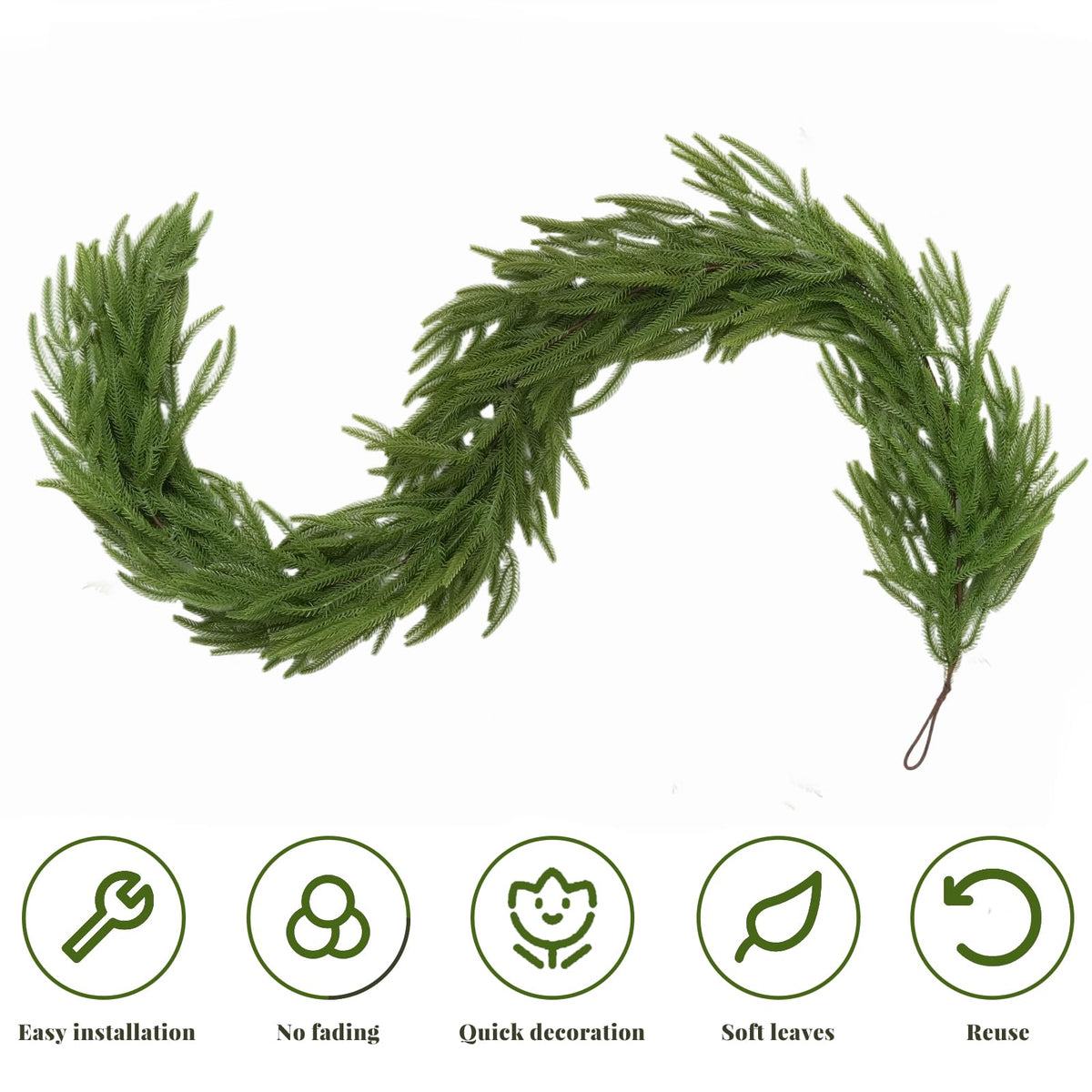 2 Pcs 6 FT Christmas Garland, Artificial Norfolk Pine Garland 🍁 All In One Marketplace Canada