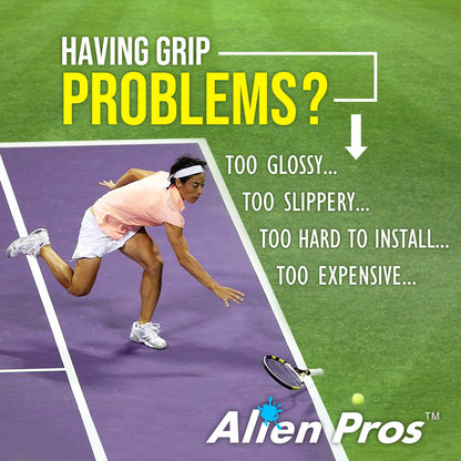 Alien Pros Tennis Racket Grip Tape (6 Grips) – Precut and Dry Feel Tennis Grip – Tennis Overgrip Grip Tape Tennis Racket – Wrap Your Racquet for High Performance (6 Grips, Black)