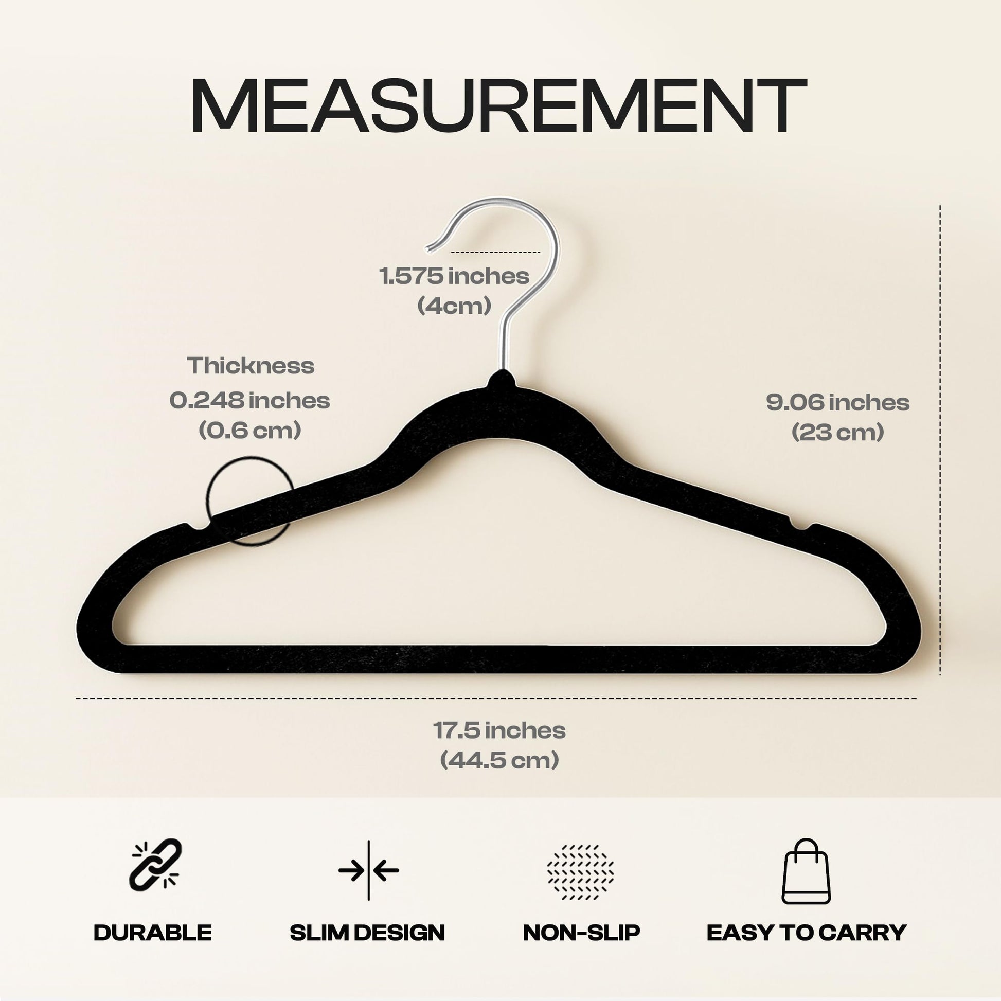 Utopia Home Velvet Hangers 50 Pack, Heavy Duty, Non-Slip, Space Saving Felt Clothes Hangers with 360° Hook & Notches (Black)