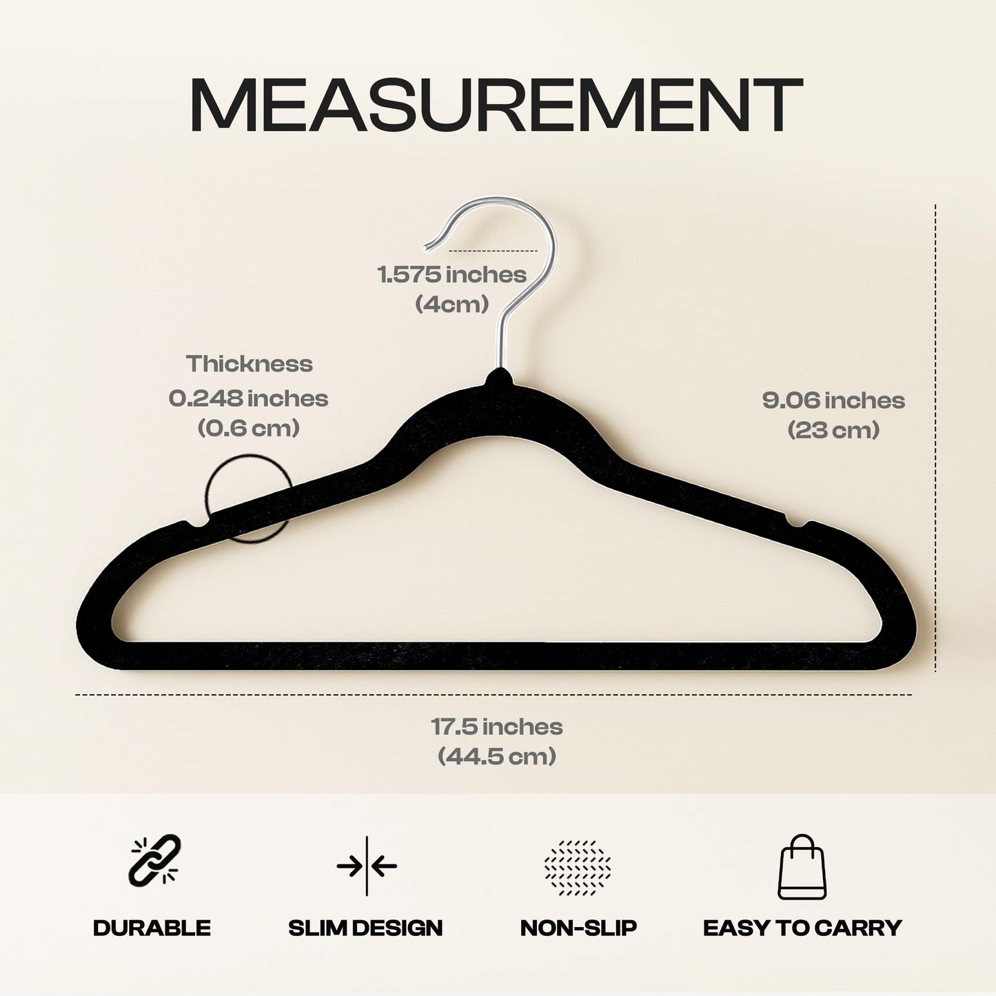 Utopia Home Velvet Hangers 30 Pack, Heavy Duty, Non-Slip, Space Saving Felt Clothes Hangers with 360° Hook & Notches (Black)