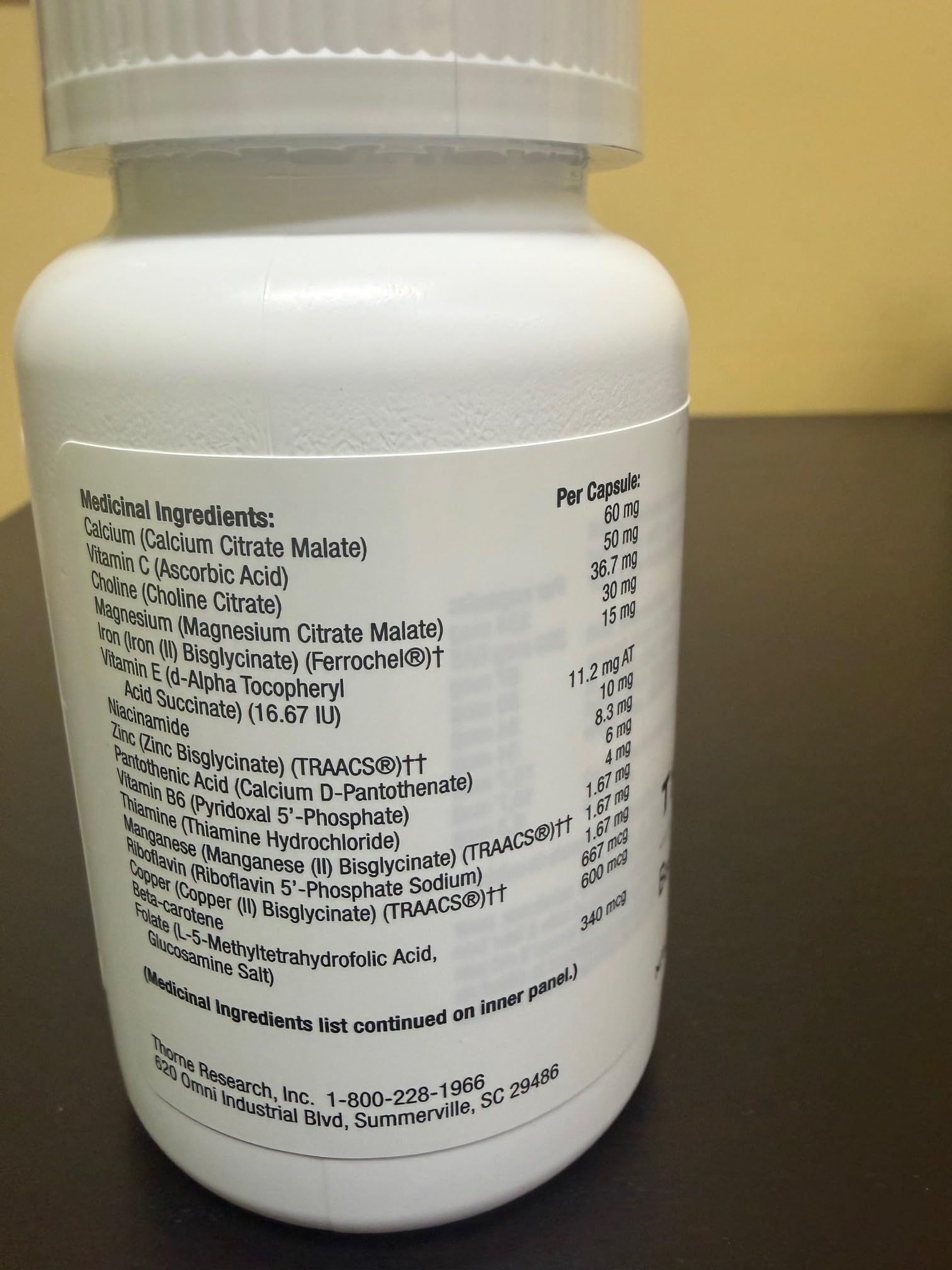 THORNE - Basic Prenatal - Folate Multivitamin for Pregnant and Lactating Women - 90 Capsules - 30 Servings - Available at All In One Marketplace Canada
