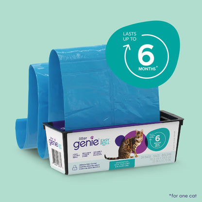 Litter Genie Easy Roll Pail with Easy Roll Refill, 24 Bags Litter Genie