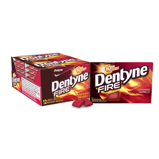 Dentyne Fire Sugar-Free Gum Bubble Gum, Cinnamon, 12 Pack (12 Pieces Each)