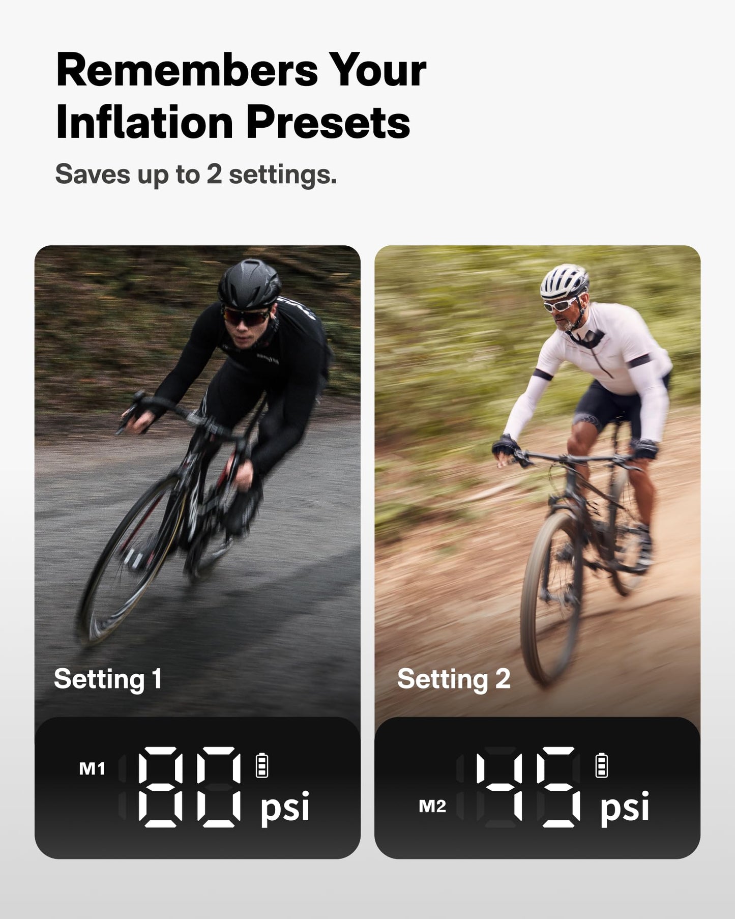 HOTO Electric Bike Pump, 150PSI Fast Inflate with Pressure Gauge, Mini Portable Bicycle Tire Inflator with Schrader & Presta Valve, for E-Bike, Road, Mountain, City and Fat Bikes, Motorcycle, BMX