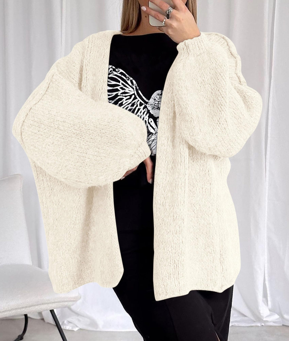 PRETTYGARDEN Womens Open Front Oversized Cardigan Sweaters White 🍁 All In One Marketplace Canada