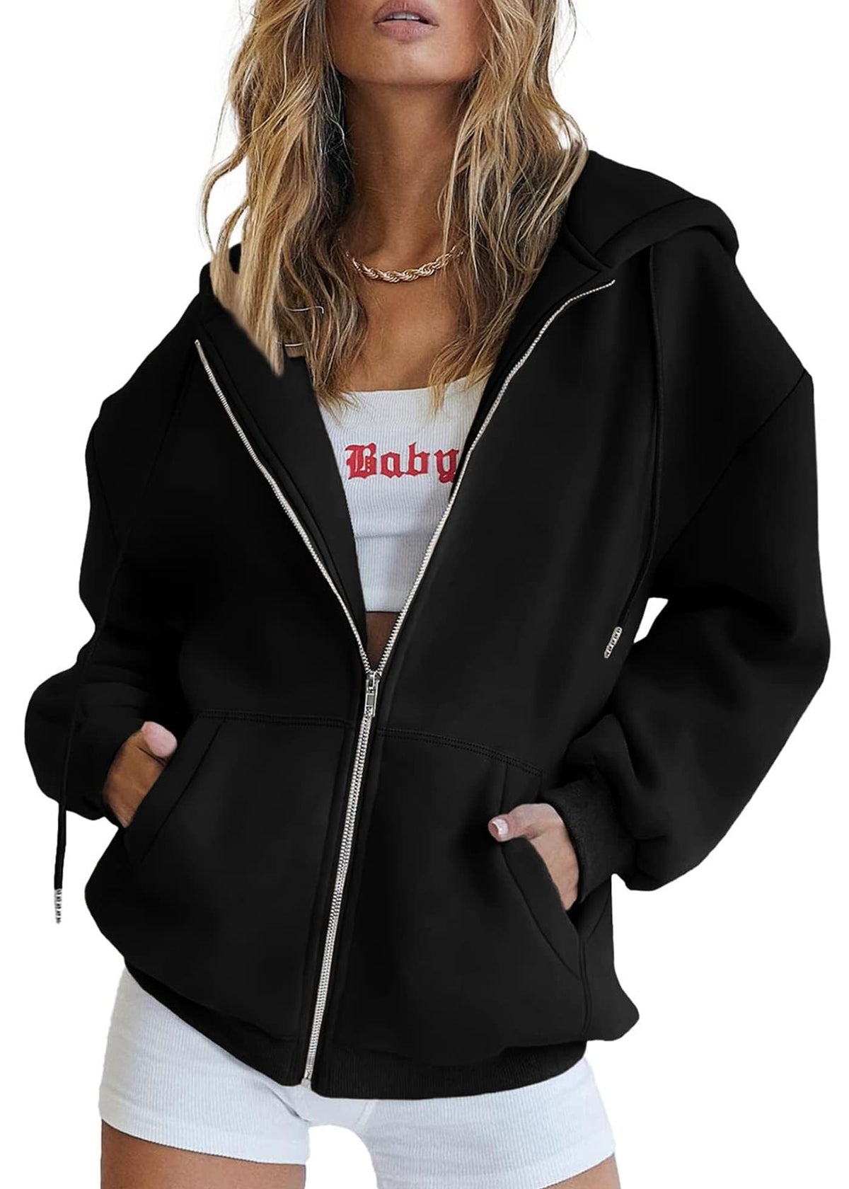 PRETTYGARDEN Women's Fall Zip Up Hoodies Sweatshirts Black,L 🍁 All In One Marketplace Canada