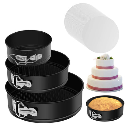 Springform Pan, Nonstick Leakproof 3 Pcs (4"/7"/9") Round Cake Pan for Baking Cheesecake Pan with 50 Pcs Parchment Paper Liners by MASSUGAR 🍁 All In One Marketplace Canada