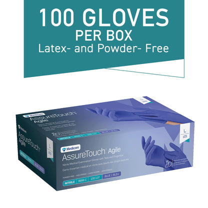Medicom AssureTouch Agile Nitrile Exam Gloves, Medium, 4.5 Mil, 100 Count