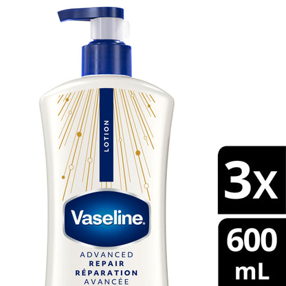 Vaseline Intensive Care Advanced Repair Unscented Body Lotion for Dry Skin with 48H Moisture + Ultra hydrating lipids, 600 ml (3-pack) - Available at All In One Marketplace Canada