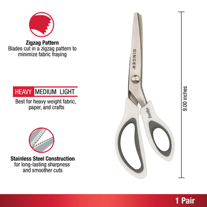 SINGER ProSeries™ 9" Pinking Shears, Stainless Steel No-Fray Zigzag Edge Singer