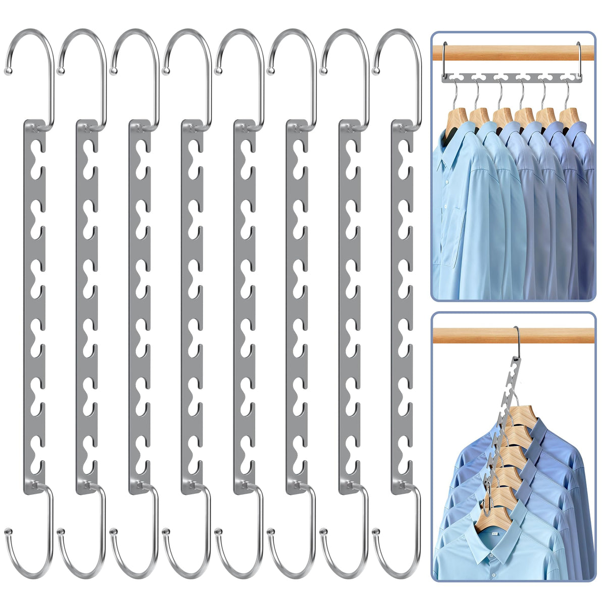Space Saving Hangers, Magic Closet Organizer for Winter Coats & Spring Seasonal Storage, Heavy Duty Hanger Rack Holds 30Lbs, Apartment Dorm Small Closet Essentials, 8 Pack 🍁 All In One Marketplace Canada