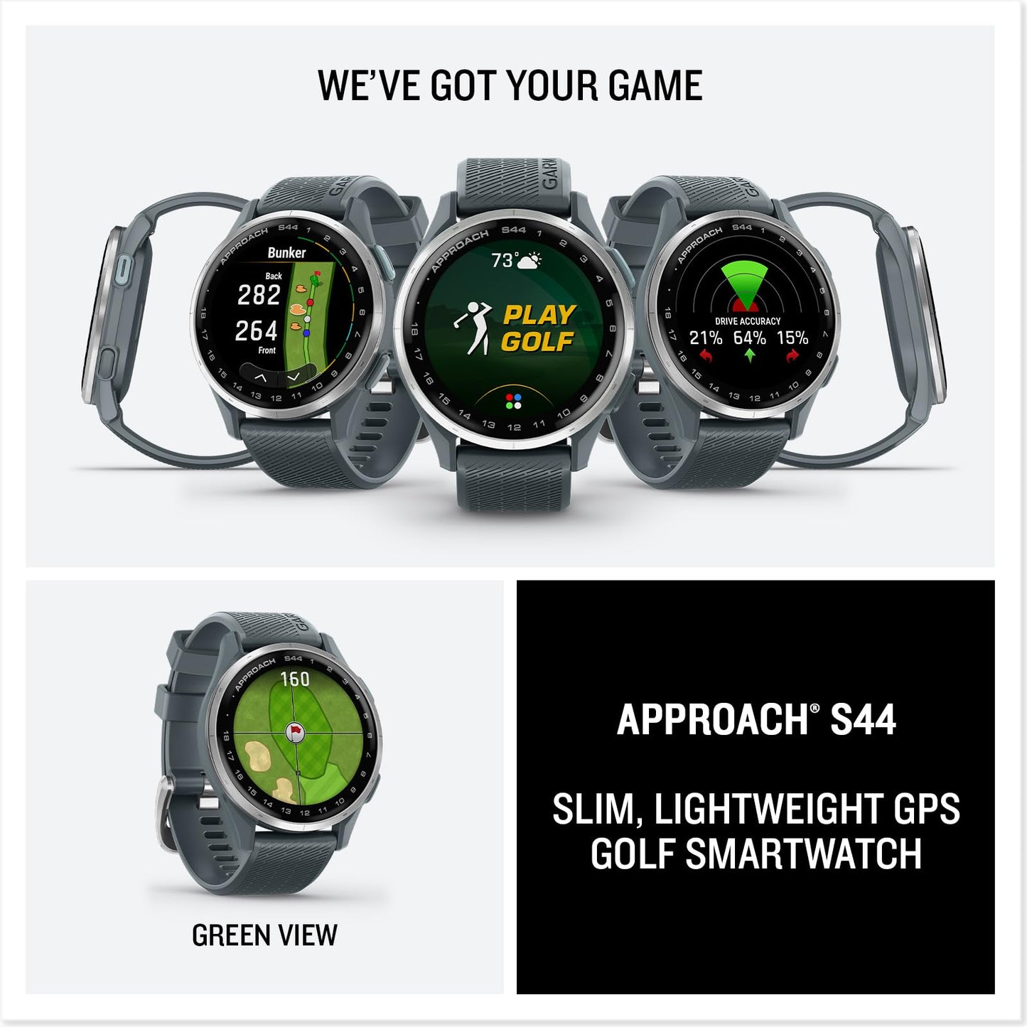 Garmin Approach S44, Essential Golf GPS Smartwatch, AMOLED Display, On-Course Features, Silver Aluminum Bezel with Twilight Silicone Band 🍁 All In One Marketplace Canada