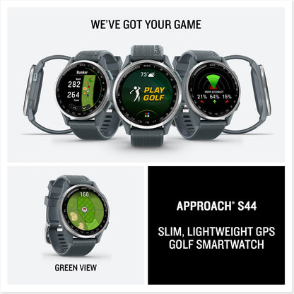 Garmin Approach S44, Essential Golf GPS Smartwatch, AMOLED Display, On-Course Features, Silver Aluminum Bezel with Twilight Silicone Band 🍁 All In One Marketplace Canada