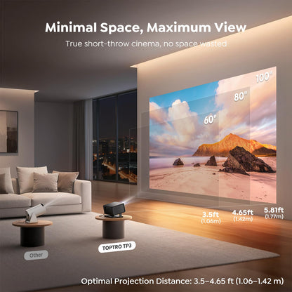 Smart Projector 4K【Google TV 14.0 & Dolby】Short Throw Mini Projectors with Auto Focus & Keystone|Compatible with Netflix|HDR10,Portable Outdoor Projecteur with WiFi & Bluetooth for Movie/Home/Bedroom - Available at All In One Marketplace Canada