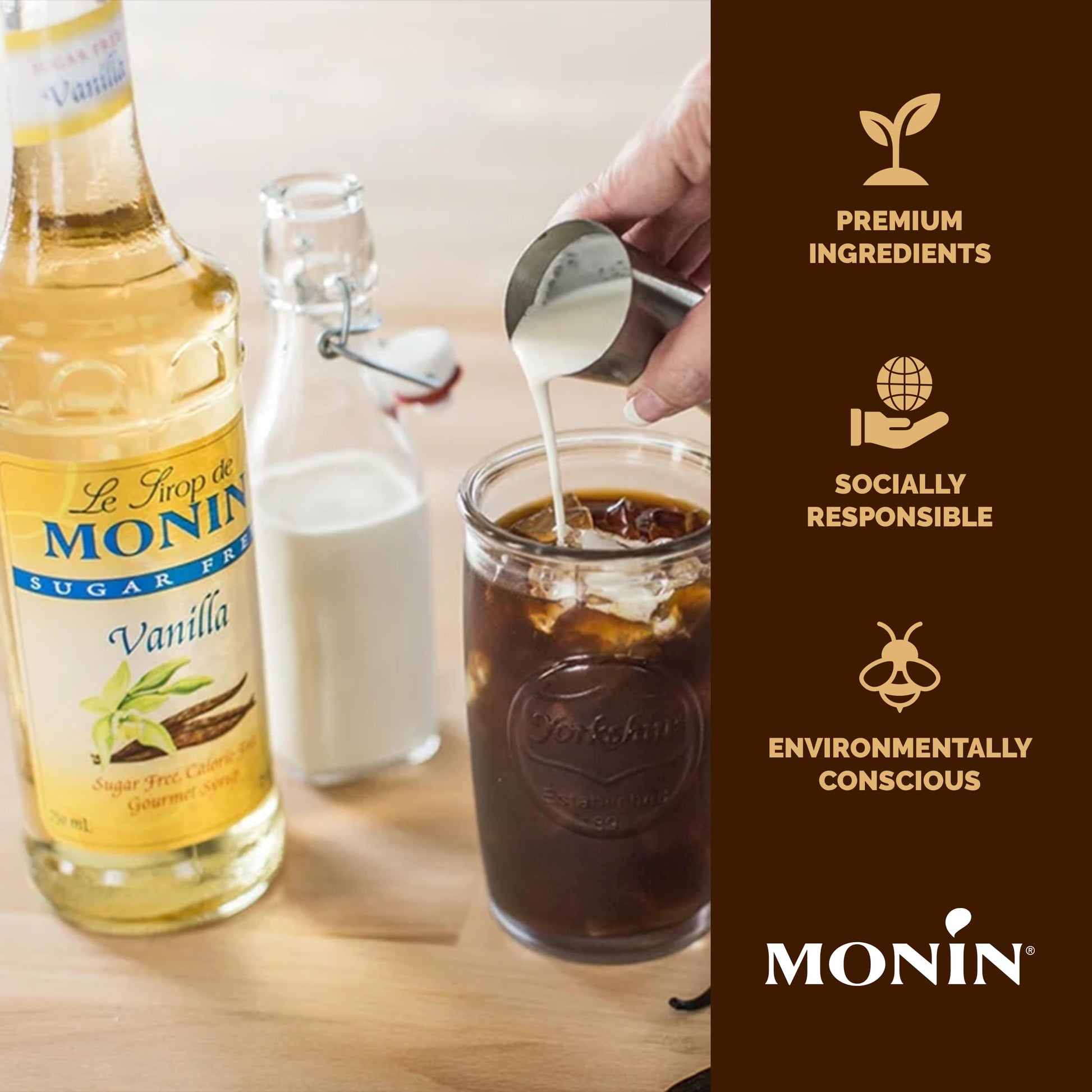 Monin - Sugar Free Vanilla Syrup | Premium Calorie-Free Syrup | Pure & Rare Madagascar Vanilla for Coffee, Lattes & More (BPA-Free Plastic Bottle, 33.8 fl oz) - Available at All In One Marketplace Canada