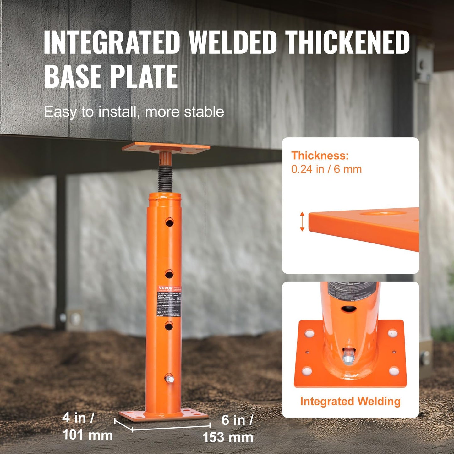 VEVOR House Floor Jack, 19"-36" Height Range, 18000 lbs Max Load Capacity, Adjustable Support Beam Basement Jack Post Pole for Leveling, Lift Support Steel Telescoping Jack Post for Temporary Support VEVOR