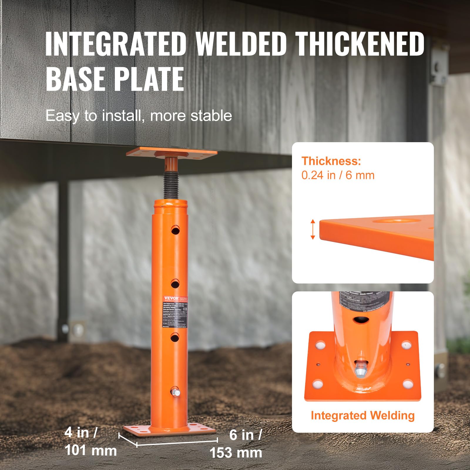 VEVOR House Floor Jack, 19"-36" Height Range, 18000 lbs Max Load Capacity, Adjustable Support Beam Basement Jack Post Pole for Leveling, Lift Support Steel Telescoping Jack Post for Temporary Support VEVOR
